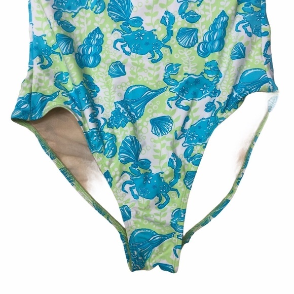 Lilly Pulitzer Halter One Piece Swimsuit Chillin Crab Print Size 4 Beachwear - Picture 4 of 7